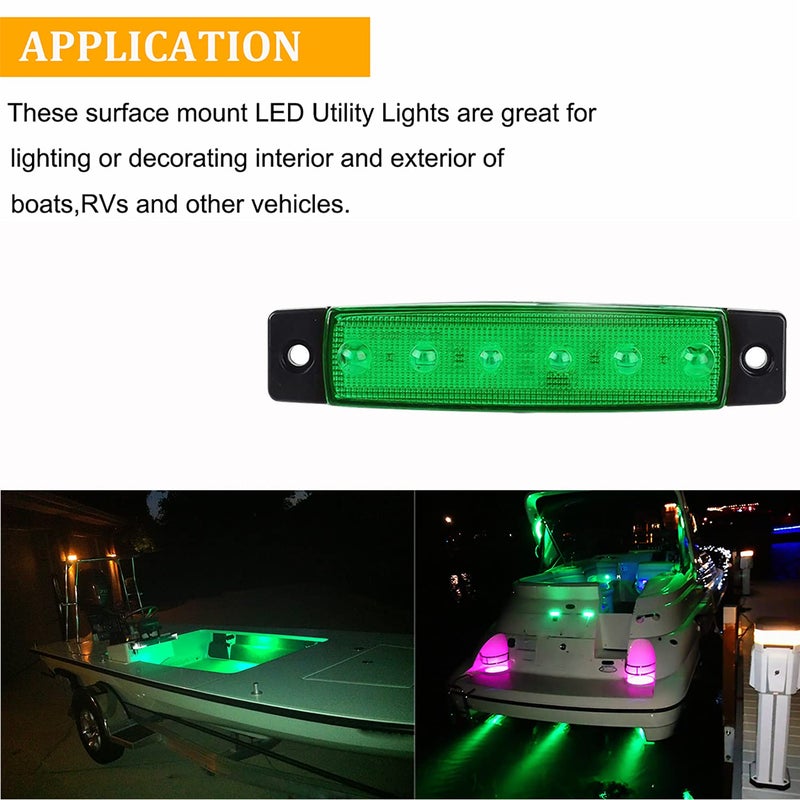 PSEQT LED Boat Interior Lights Marine Courtesy Light Strip Deck Transom Cockpit Navigation Lighting Waterproof for Fishing Pontoon Kayak Yacht Sailboat (Green 10Pcs) - Image 4